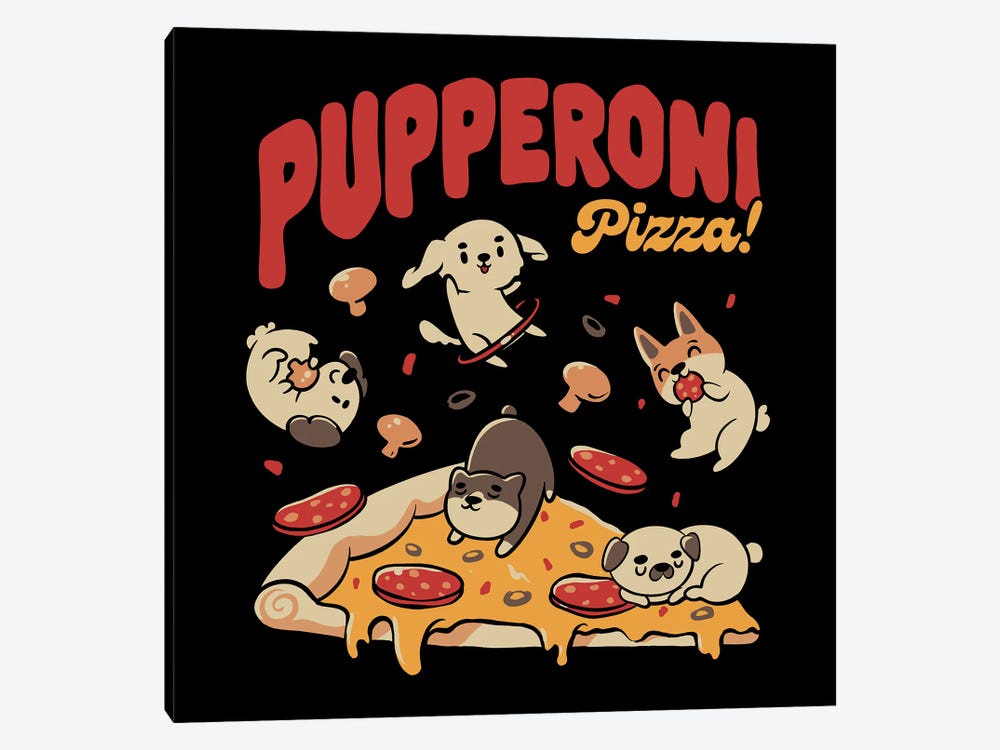 Pupperoni Pizza Dogs Puppies Italy by Tobias Fonseca 1-piece Canvas Print