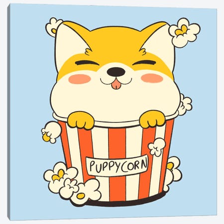 Puppycorn Shiba Movie Popcorn Canvas Print #TFA828} by Tobias Fonseca Canvas Art Print