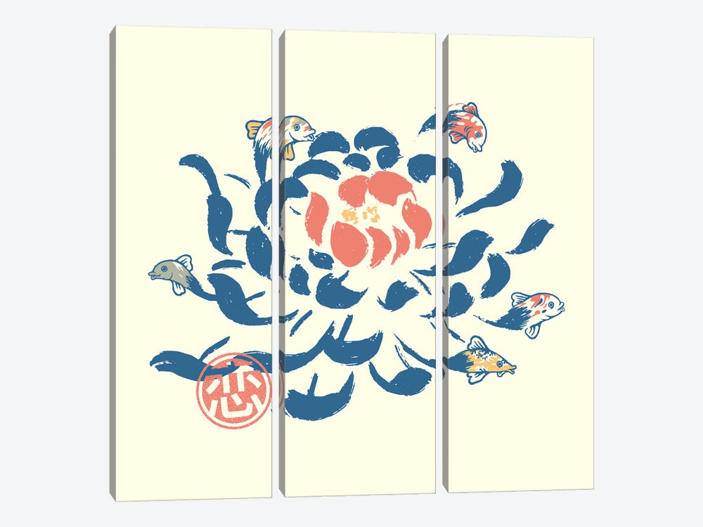 Vintage Japanese Flower Koi by Tobias Fonseca 3-piece Canvas Wall Art