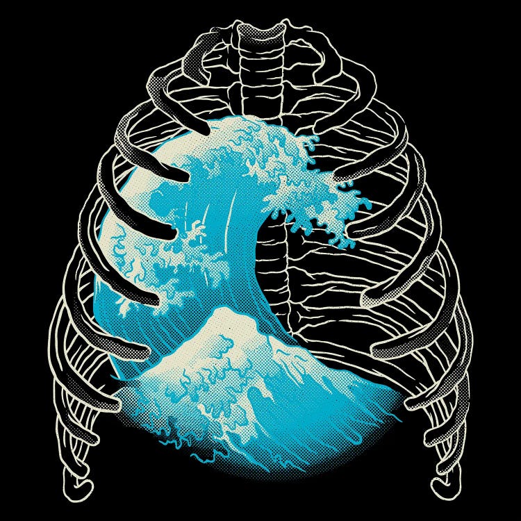 Vaporwave Xray Kanagawa Wave Ribs Bones