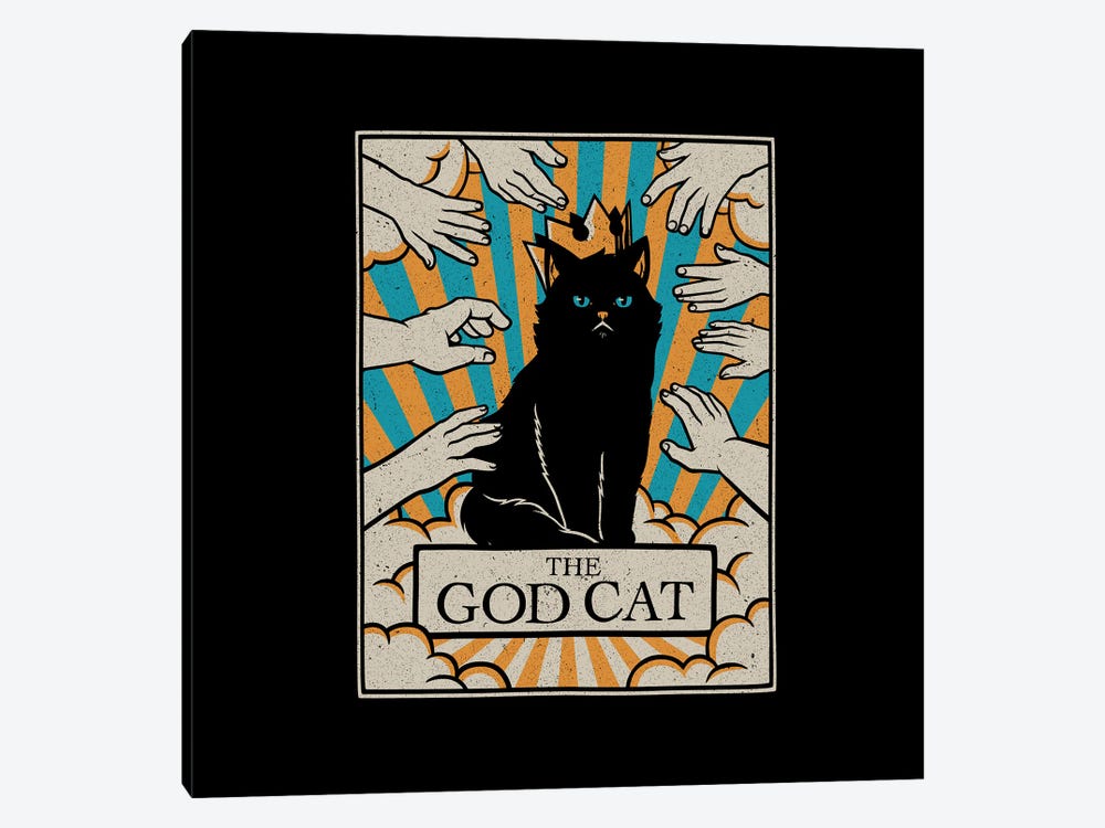 The God Black Cat Tarot Card by Tobias Fonseca 1-piece Canvas Art