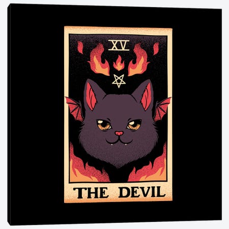 The Devil Cat Tarot Card Canvas Print #TFA840} by Tobias Fonseca Canvas Art Print