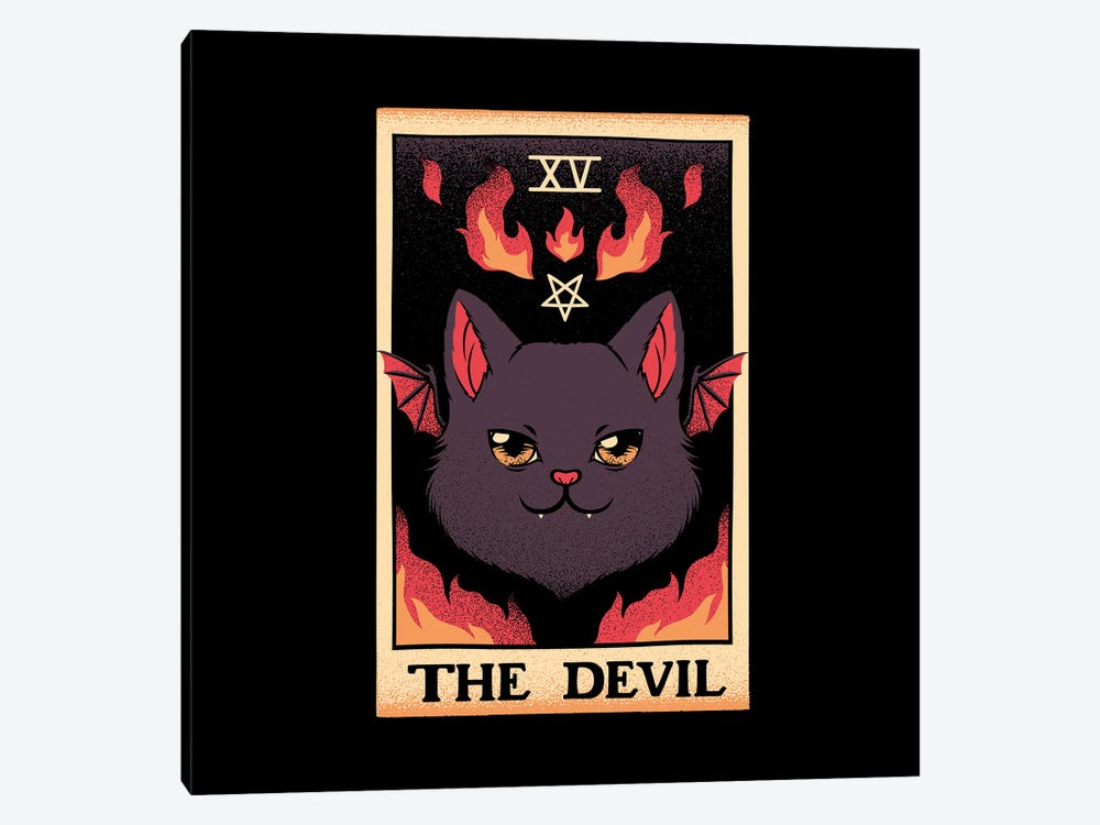 The Devil Cat Tarot Card by Tobias Fonseca 1-piece Canvas Wall Art