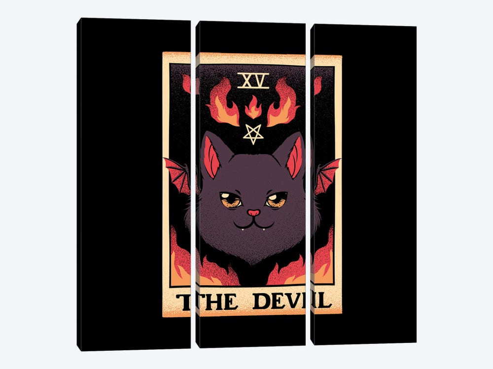 The Devil Cat Tarot Card by Tobias Fonseca 3-piece Canvas Artwork