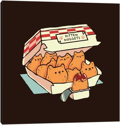 Kitten Nuggets Fast Food Cat Canvas Art Print - Kitten Art