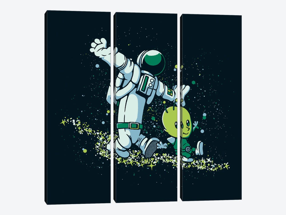 Chasing Stars Alien And Astronaut by Tobias Fonseca 3-piece Canvas Art Print