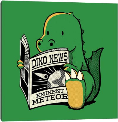 Dinosaur Meteor Jurassic News Canvas Art Print - Dinosaur Art