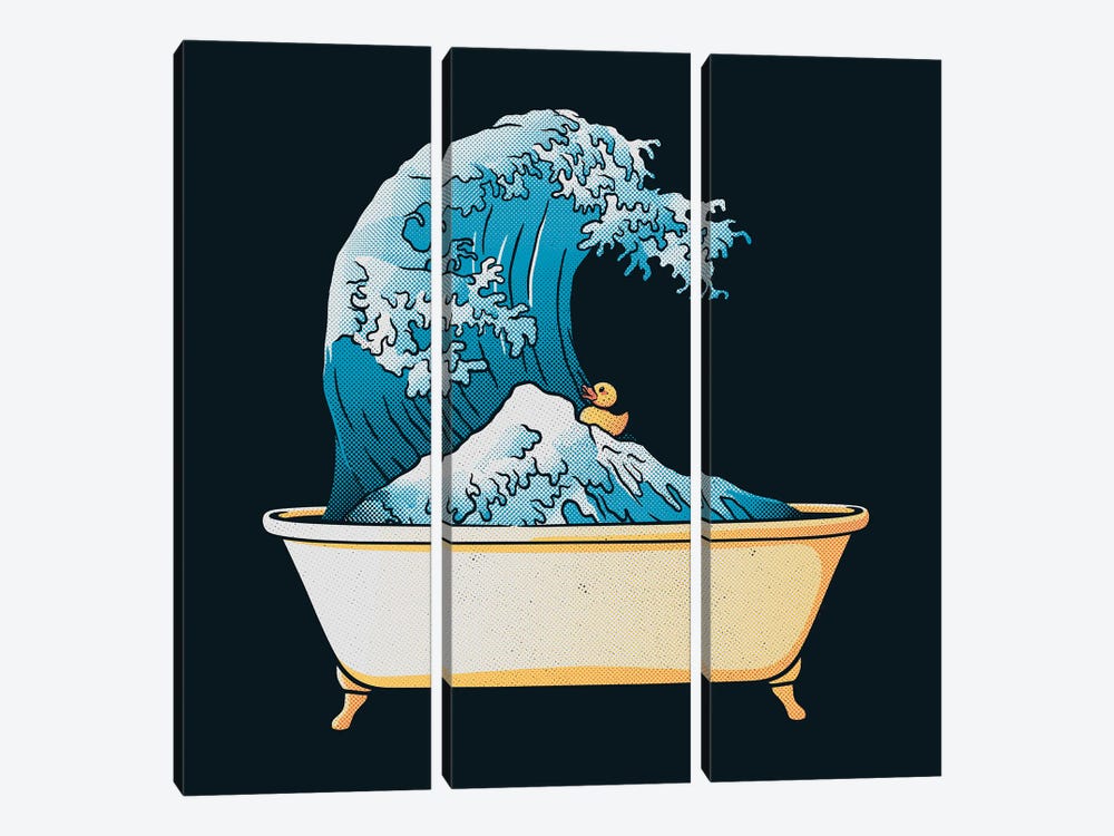 Bathtub Kanagawa Wave by Tobias Fonseca 3-piece Canvas Print
