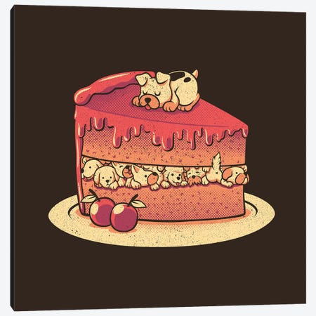 Strawberry Dog Puppy Cake Canvas Print #TFA883} by Tobias Fonseca Art Print
