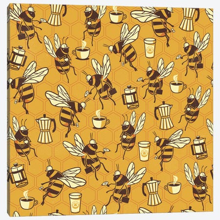 Coffee Worker Bee Canvas Print #TFA891} by Tobias Fonseca Canvas Artwork