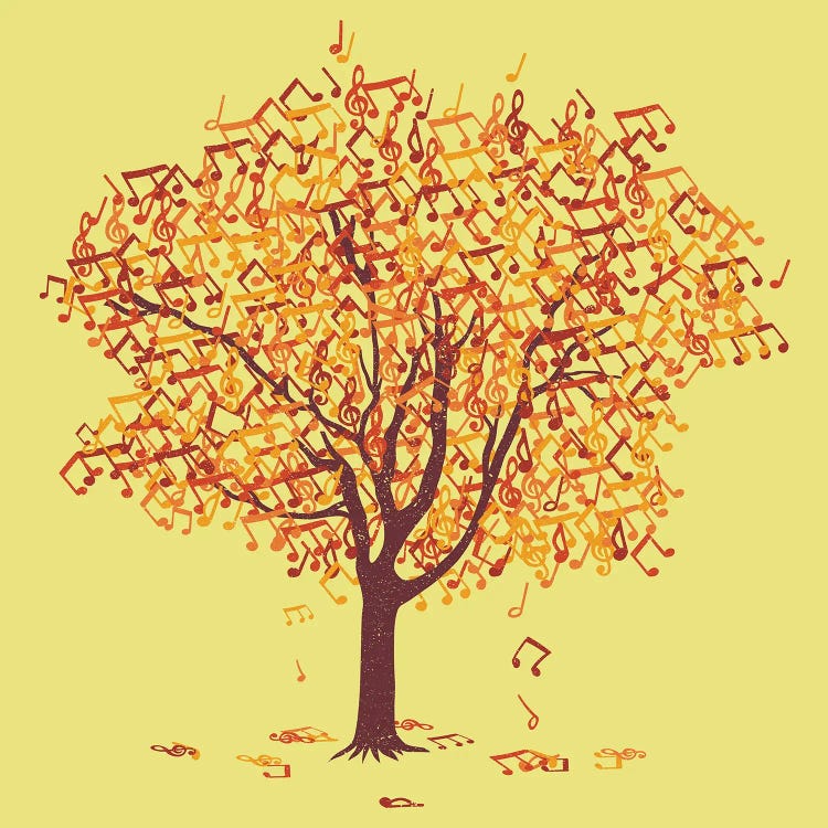 Tree Musical Notes Autumn Song