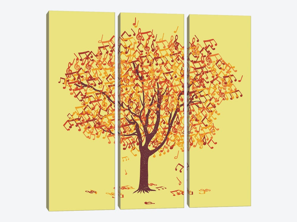 Tree Musical Notes Autumn Song by Tobias Fonseca 3-piece Canvas Art