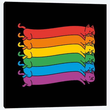 Rainbow Cats Pride Flag Canvas Print #TFA908} by Tobias Fonseca Canvas Wall Art