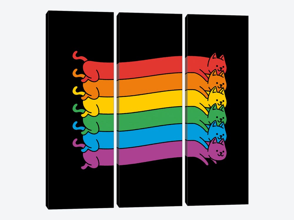Rainbow Cats Pride Flag by Tobias Fonseca 3-piece Art Print