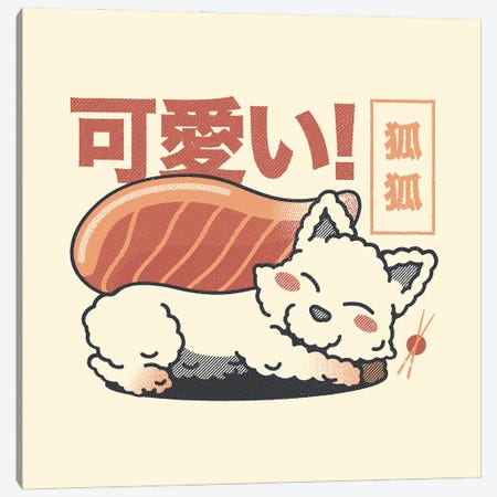 Fox Sushi Salmon Sashimi Canvas Print #TFA909} by Tobias Fonseca Canvas Artwork