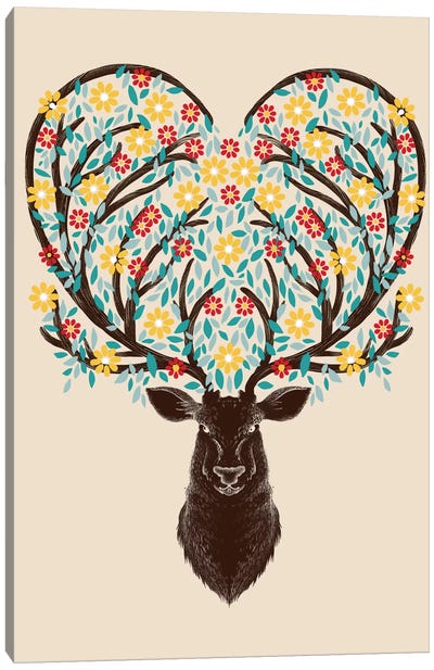 Blooming Deer Canvas Art Print - AWWW!