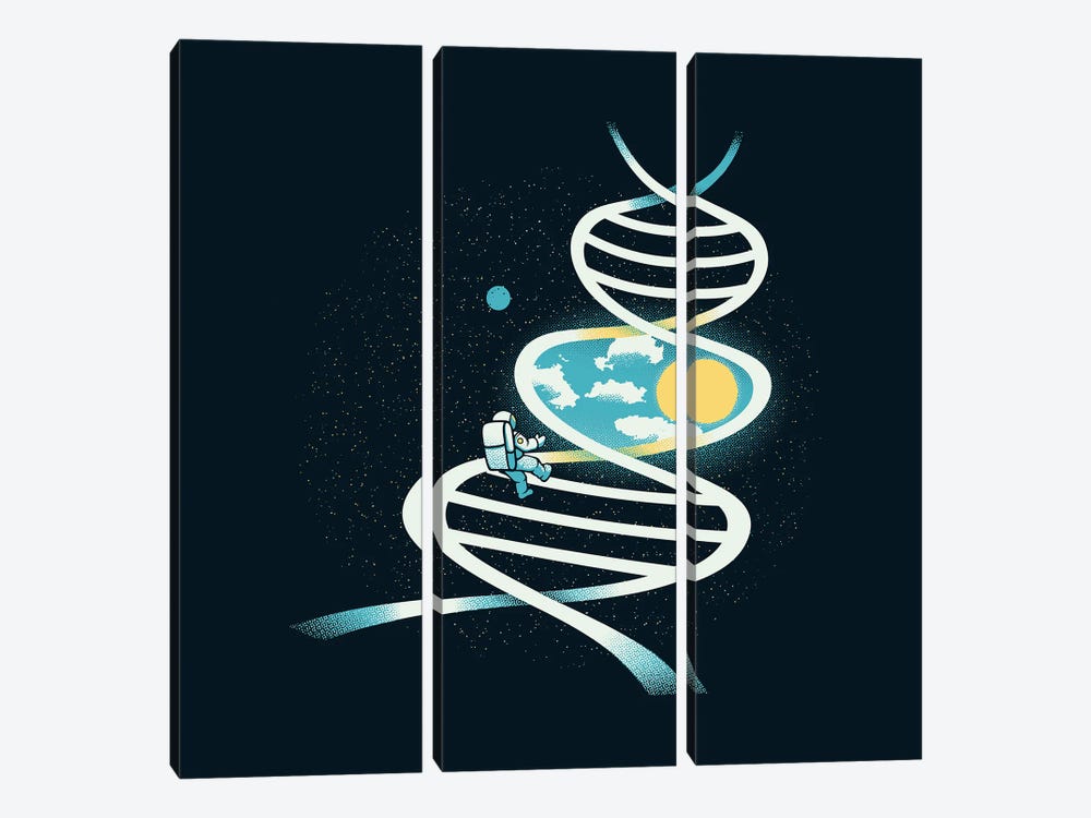 DNA Astronaut Science Window by Tobias Fonseca 3-piece Canvas Art Print