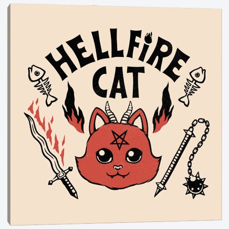 Satanicat Cat Club Joke Canvas Print #TFA918} by Tobias Fonseca Art Print