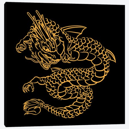 Chinese Golden Dragon Canvas Print #TFA920} by Tobias Fonseca Canvas Wall Art