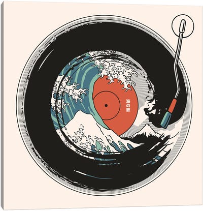 Enso Circle Vinyl Japanese Vintage Canvas Art Print - The Great Wave Reimagined