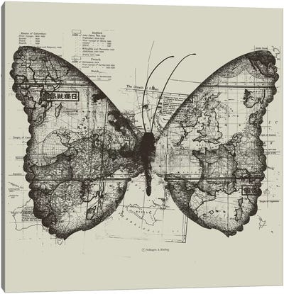 Butterfly Effect Canvas Art Print - Kids Map Art