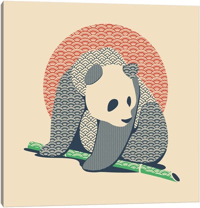 Japanese Pattern Tattooed Panda Canvas Art Print - Panda Art