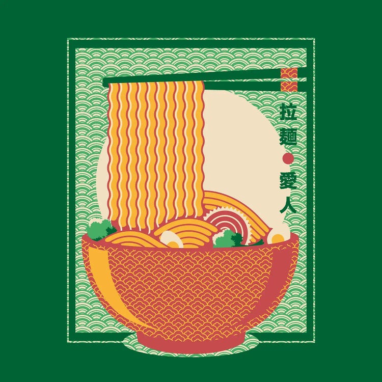 Minimalism Ramen Noodles Traditional Japanese Pattern