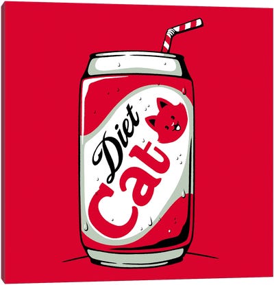 Diet Cat Can Pop Soda Canvas Art Print - Soft Drink Art