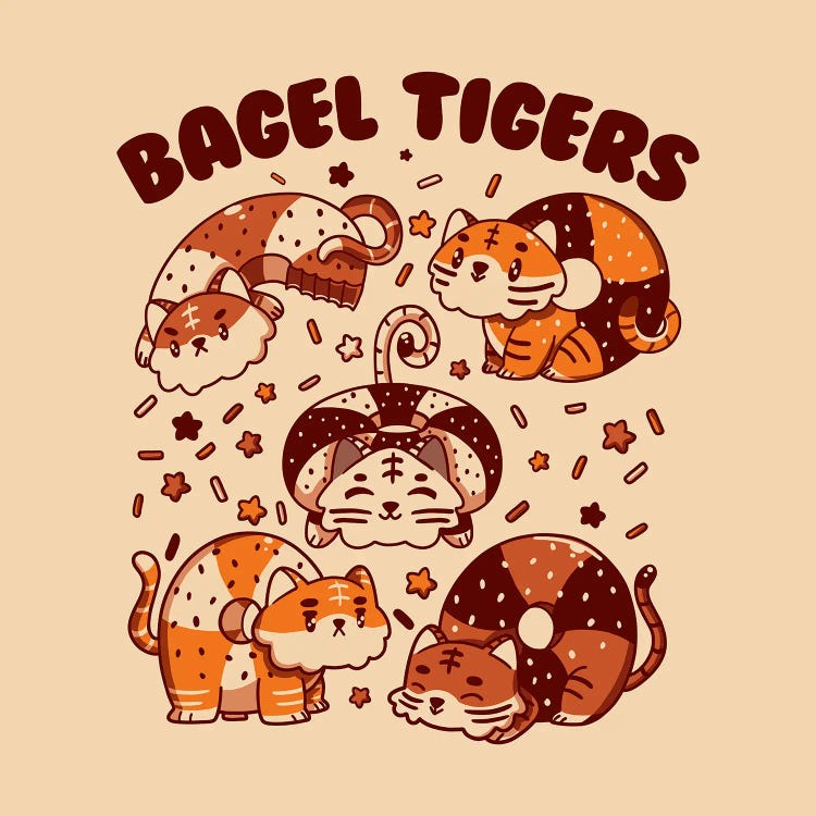 Bagel Tigers Breakfast Animals