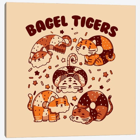 Bagel Tigers Breakfast Animals Canvas Print #TFA952} by Tobias Fonseca Art Print
