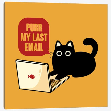 Purr My Last Email Black Cat Canvas Print #TFA965} by Tobias Fonseca Canvas Art Print
