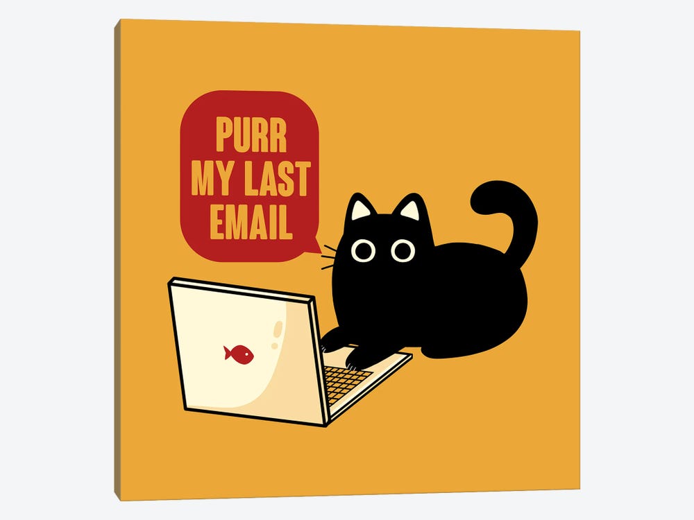 Purr My Last Email Black Cat by Tobias Fonseca 1-piece Canvas Art