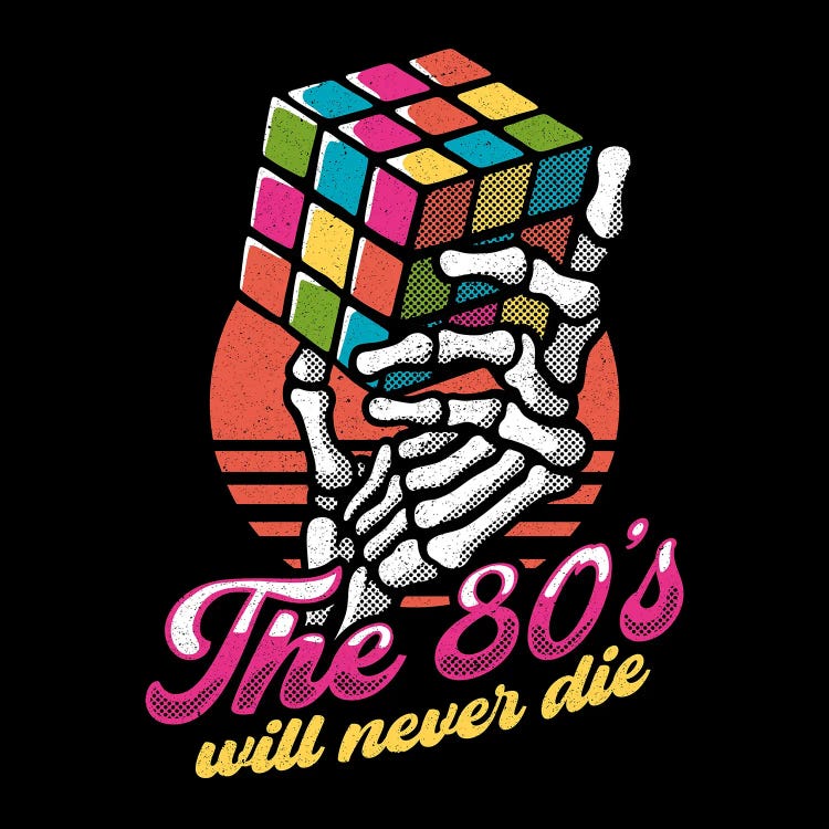 80s Will Never Die Skeleton Cube Vintage