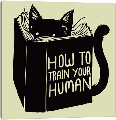 How To Train Your Human Canvas Art Print - Black Cat Art