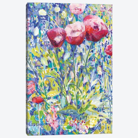 Three Poppies in Garden Canvas Print #TFG19} by Tara Funk Grim Canvas Art Print
