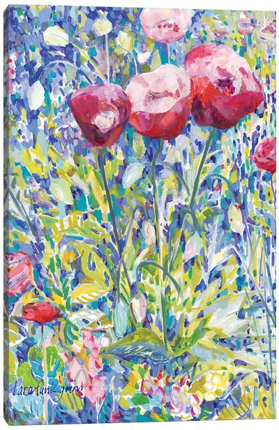 Three Poppies in Garden Canvas Art Print