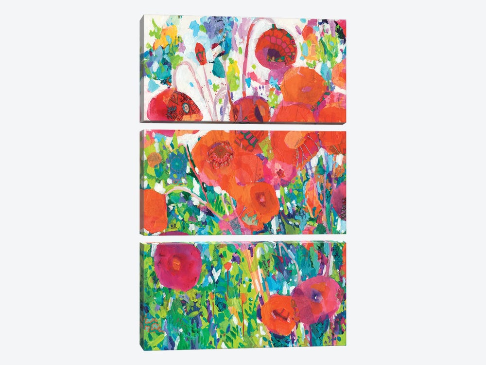 Vivid Poppy Collage I by Tara Funk Grim 3-piece Canvas Artwork