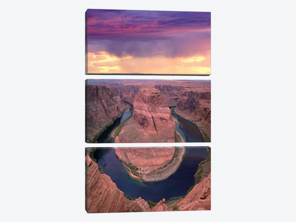 Storm Clouds Over The Colorado River At Horseshoe Bend Near Page, Arizona by Tim Fitzharris 3-piece Canvas Art