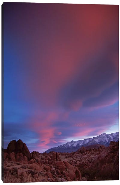 Sunrise Over The Sierra Nevada Range Seen From Alabama Hills, California Canvas Art Print - Sierra Nevada