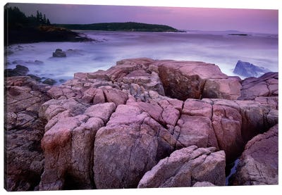 Sunset Of The Atlantic Ocean Near Thunder Hole, Acadia National Park, Maine Canvas Art Print - Acadia National Park