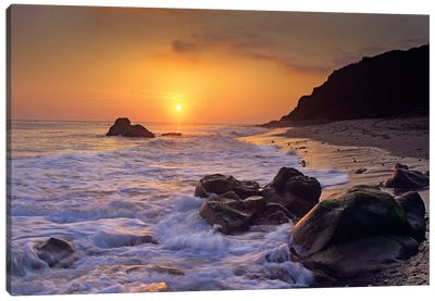 Sunset Over Leo Carillo State Beach, Malibu, California Canvas Art Print - California Art