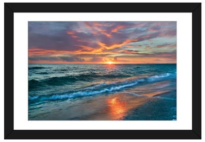 Sunset Over Ocean, Gulf Islands National Seashore, Florida Paper Art Print - Beach Art