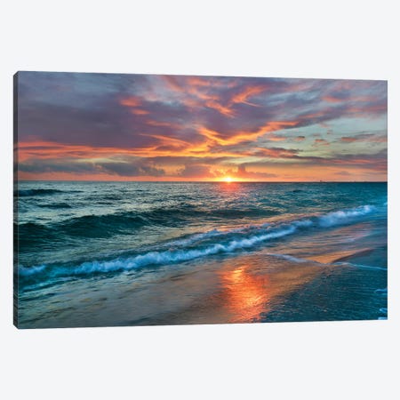 Sunset Over Ocean, Gulf Islands National Seashore, Florida Canvas Print #TFI1062} by Tim Fitzharris Canvas Art Print