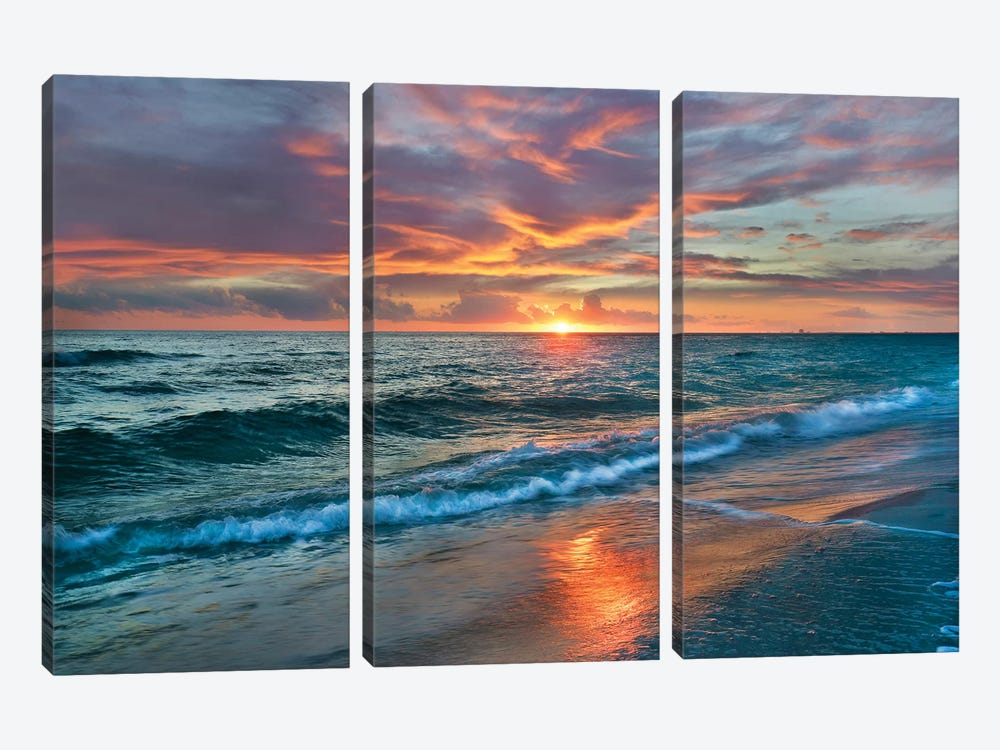 Sunset Over Ocean, Gulf Islands National Seashore, Florida by Tim Fitzharris 3-piece Art Print