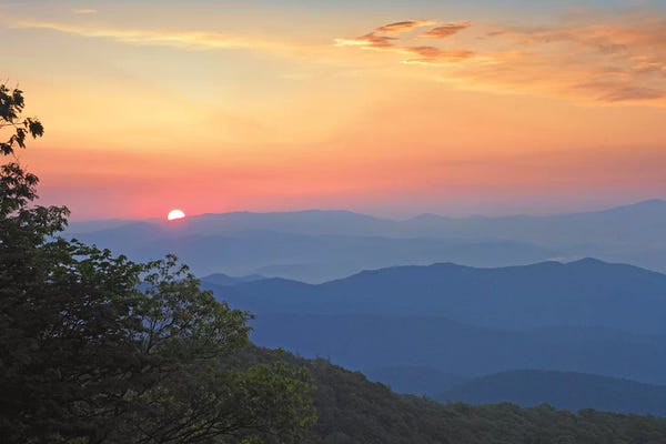 North Carolina: Sunset Over The Pisgah National Forest From The Blue Ridge Parkway, North Carolina I by Tim Fitzharris