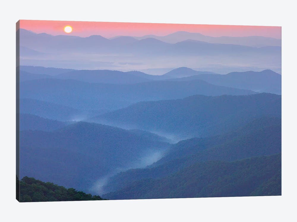 Sunset Over The Pisgah National Forest From The Blue Ridge Parkway, North Carolina II by Tim Fitzharris 1-piece Canvas Art Print