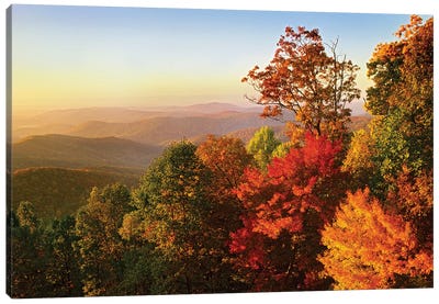 Blue Ridge Mountains From Bluff Mountain Overlook, North Carolina Canvas Art Print - Thanksgiving Art