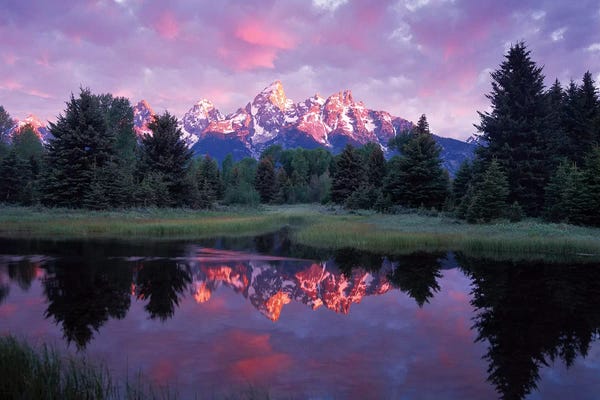 Wyoming: Teton Range At Sunrise, Schwabacher Landing, Grand Teton National Park, Wyoming by Tim Fitzharris