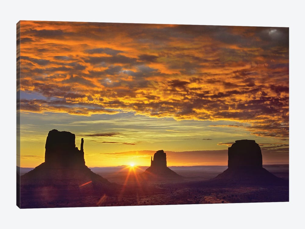 The Mittens And Merrick Butte At Sunrise, Monument Valley, Arizona by Tim Fitzharris 1-piece Canvas Artwork