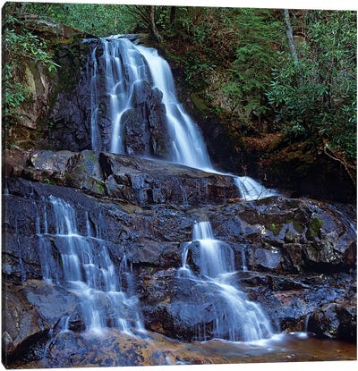 Waterfall, Laurel Creek, Great Smoky Mountains National Park, Tennessee Canvas Art Print - Waterfall Art